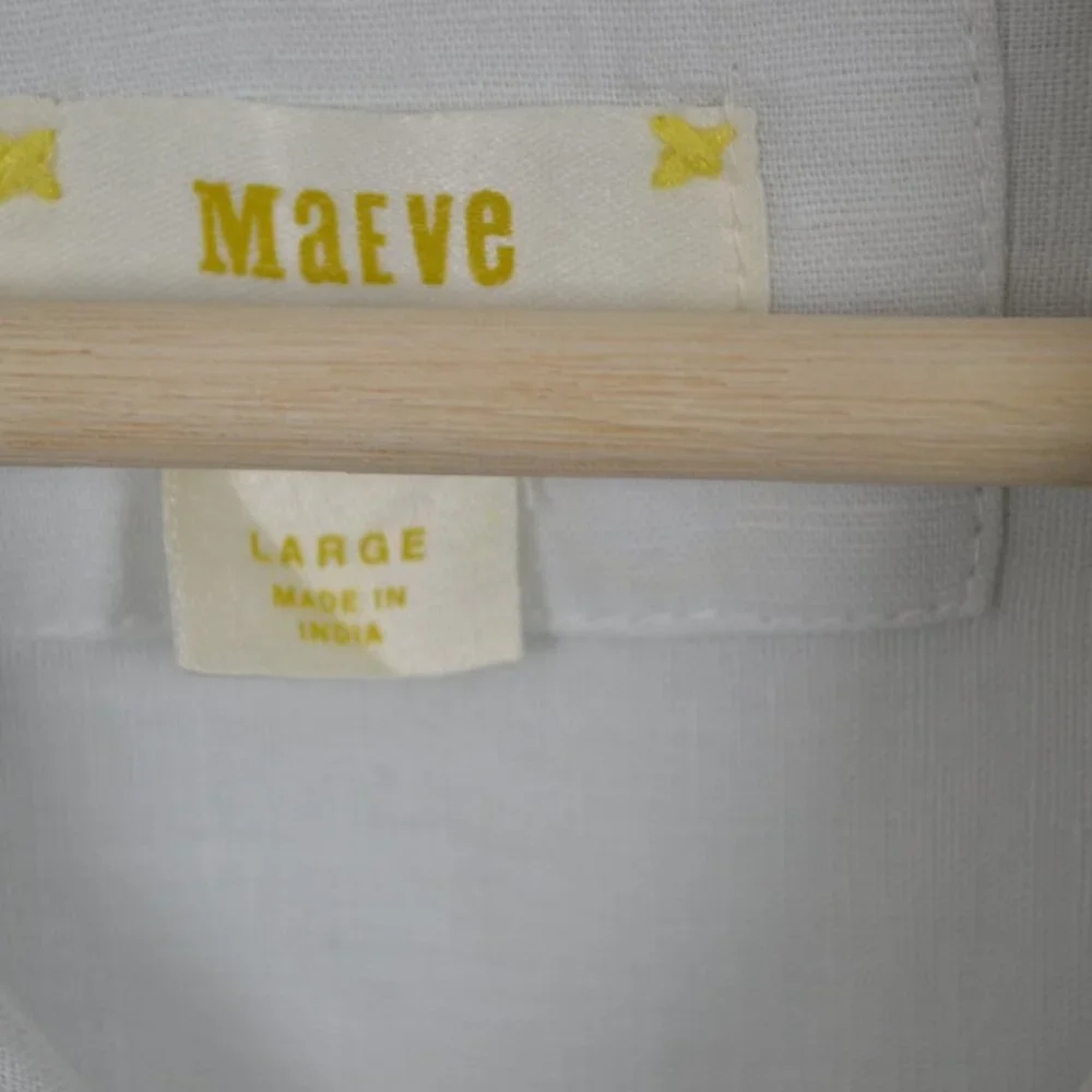 Anthropologie Maeve Cotton Blend Long Sleeve Button Down 1 Pocket Woemen L Shirt - Picture 8 of 9